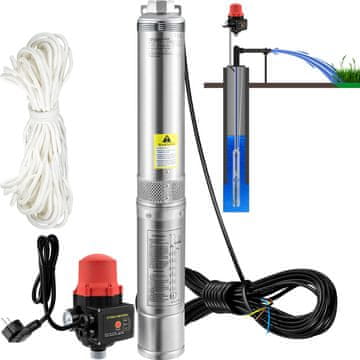 VEVOR Potopna pumpa za duboke bunare 3SDM2/21 8.2 cm 20 m kabel Nehrđajući čelik