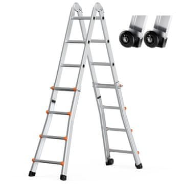 VEVOR Teleskopska skala za produženje, A-okvir, 515x200x1210 mm, aluminij