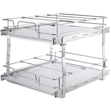 VEVOR Organizator ormarića s 2 razine, izvlačni, 21.5x22.5x19 cm, srebrni