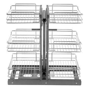 VEVOR Organizator kuhinjskog ormarića, izvlačni kutni element, 3 razine, 6 polica, 605x455x630 mm, krom