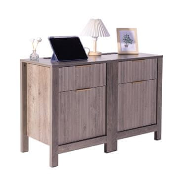 VEVOR Set kvadratnih noćnih ormarića s ormarićem za pohranu i 2 ladice 63.5x50x38.1 cm sivi