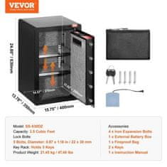 VEVOR Sigurnosna kutija SS-630DZ 630x400x350 mm Crna