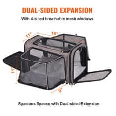 VEVOR Transporter za kućne ljubimce s kotačima 44.5x28.5x29 cm Siva