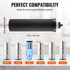 VEVOR Set za zamjenu filtera za vodu 2 komada, 62x243 mm, crni