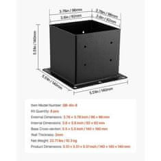 VEVOR Postolje nosač 8 komada 92x92 mm Crno