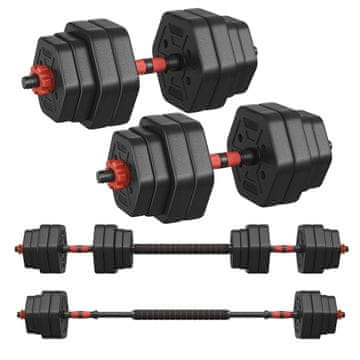 Songmics Set bučica heksagonalnih s povezivom šipkom 133.5x21.8x19.6 cm Crna