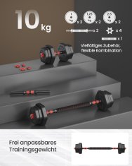 Songmics Set bučica heksagonalnih s povezivom šipkom 94.3x21.8x19.6 cm Crna