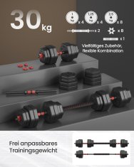 Songmics Set bučica heksagonalnih s povezivom šipkom 133.5x21.8x19.6 cm Crna