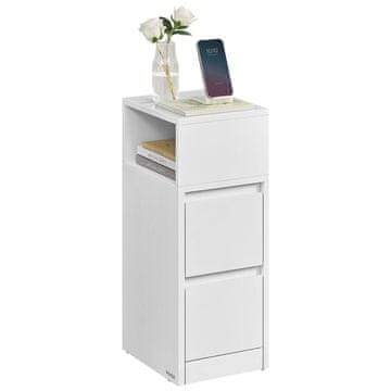 Songmics Noćni ormarić 2 ladice 30x25x65 cm bijeli