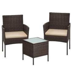 Songmics Vrtni namještaj Set stol i 2 stolice 56.5x54.5x81.5 cm smeđa
