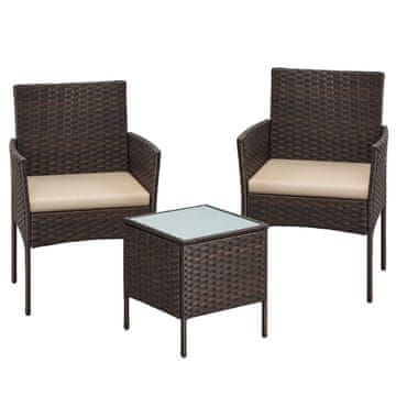Songmics Vrtni namještaj Set stol i 2 stolice 56.5x54.5x81.5 cm smeđa