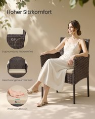 Songmics Vrtni namještaj Set stol i 2 stolice 56.5x54.5x81.5 cm smeđa