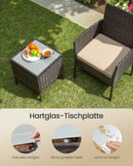 Songmics Vrtni namještaj Set stol i 2 stolice 56.5x54.5x81.5 cm smeđa