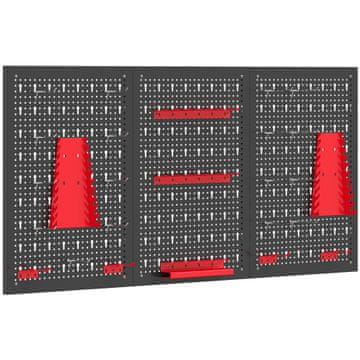Homestar Zidni sustav polica 28 pretinaka s kukama 60x40x2 cm Crno+Crveno