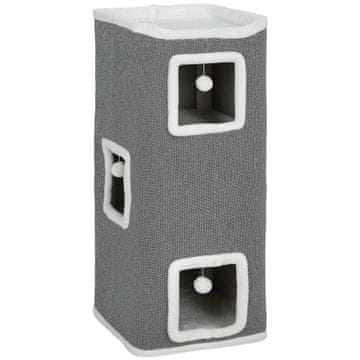 Homestar Kula za mačke 4 razine s 3 špilje i lopticama za igru 41x41x100 cm siva