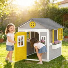 Homestar Drvena igraonica s vratima, 6 prozora, 2 cvjetne kutije, 2 postolja, 114x126,4x135 cm, siva