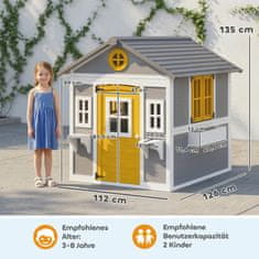 Homestar Drvena igraonica s vratima, 6 prozora, 2 cvjetne kutije, 2 postolja, 114x126,4x135 cm, siva