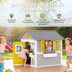 Homestar Drvena igraonica s vratima, 6 prozora, 2 cvjetne kutije, 2 postolja, 114x126,4x135 cm, siva