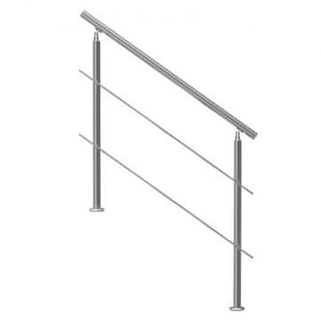 VEVOR Ručka za vanjske stepenice 119.9 cm s 2 poprečne šipke 120x10.4x106 cm Srebrna