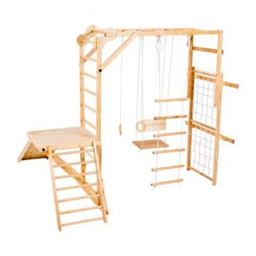VEVOR Unutarnje igralište Jungle Gym 8-u-1 2225x2250x1920 mm Originalna boja drva
