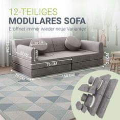 Homestar Dječji igraći sofa Kayo 150x75x50 cm siva