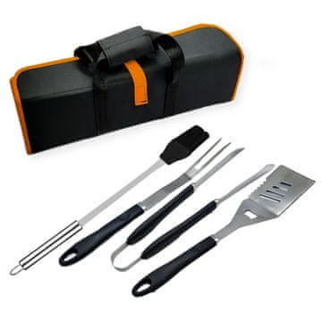 MG Grill Tools pribor za roštiljanje, crni / srebrni