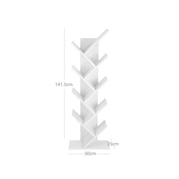 Songmics Polica za knjige u obliku stabla 50x141.5x25 cm bijela