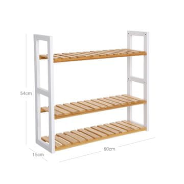 Songmics Polica za kupaonicu 60x15x54 cm Bijela
