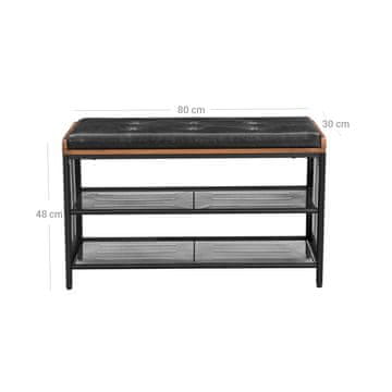 Songmics Klupa za cipele 80x30x48 cm smeđa