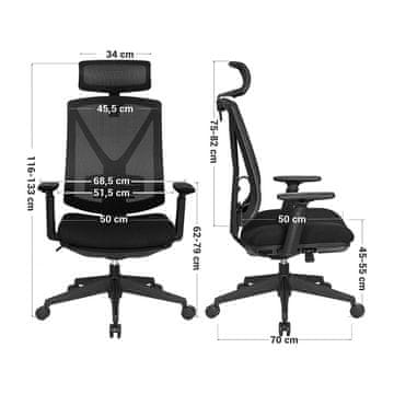 Songmics Ergonomska uredska stolica 68.5x70x116 cm crna