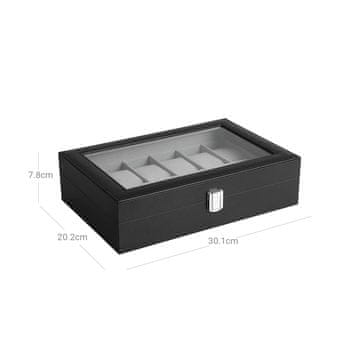 Songmics Kutija za sat 32x18.6x8.5 cm Crna