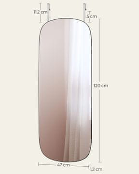 Songmics Zidno Ogledalo 120x47x1.2 cm Crno