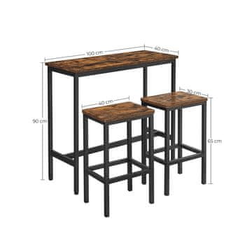 Songmics Set barskog stola 100x40x90 cm smeđa