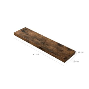 Songmics Zidna polica 80x20x3.8 cm smeđa