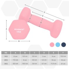 Songmics Set bučica heksagonalnih 13.5x6.5x6 cm ružičasta akvamarin siva