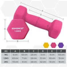 Songmics Set bučica heksagonalnih s postoljem 13.5x6.5x6 cm žuti neopren