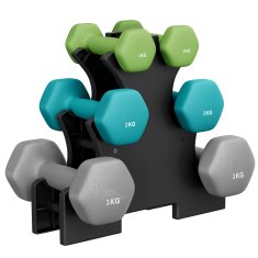 Songmics Set bučica 3 para 2x1 kg 2x2 kg 2x3 kg Zelena Plava Siva