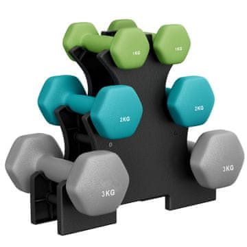 Songmics Set bučica 3 para 2x1 kg 2x2 kg 2x3 kg Zelena Plava Siva