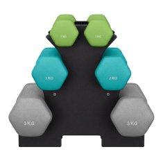 Songmics Set bučica 3 para 2x1 kg 2x2 kg 2x3 kg Zelena Plava Siva