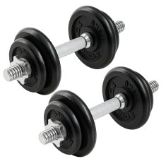 Songmics Set bučica 2 u 1 s povezivom čeličnom šipkom 2x10 kg crni