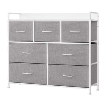 Songmics Komoda 7 tkanina ladice 28.5x98x85 cm siva bijela