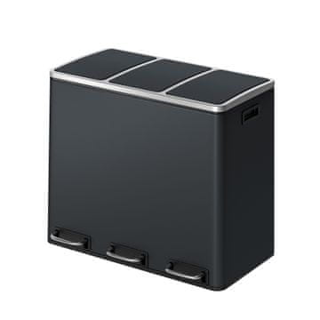 Songmics Kanta za reciklažu 3 pregrade 61x31.5x55.5 cm Zelena Siva