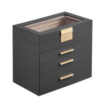 Songmics Kutija za nakit 15.3x25.1x21.5 cm siva