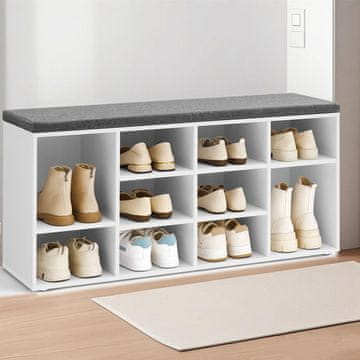 Songmics Klupa za cipele 30x104x48 cm Bijela Siva