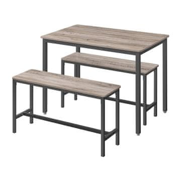 Songmics Set blagovaonskog stola s 2 klupe 110x70x75 cm smeđa crna