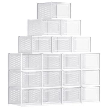 Songmics Set kutija za cipele 18 komada 35x25.2x19 cm prozirno bijela