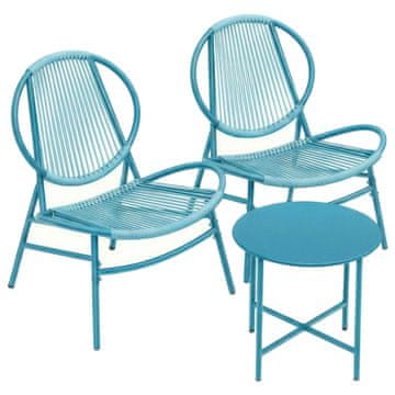Songmics Set balkonskog namještaja 3 dijela stol 50x45 cm stolice 68x74x78 cm plava