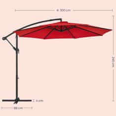 Songmics Suncobran konzolni 300x245 cm Crveni