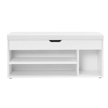 Songmics Klupa za cipele s 3 otvorena pretinca 30x100x44 cm bijela