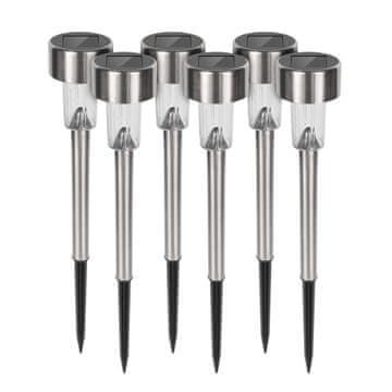 Rebel TOOLS Set od 6 solarnih vrtnih podnih lampi od nehrđajućeg čelika